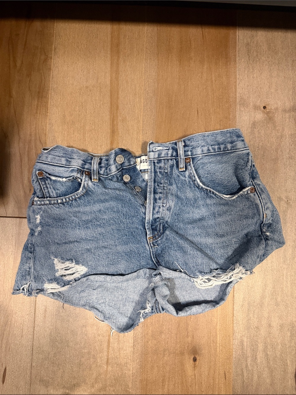 Agolde High-Rise Distressed Denim Shorts - Blue